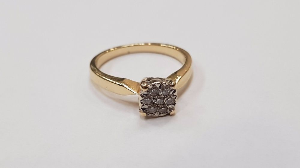 YES! Złoty pierścionek/ 585/ 2.95 gram/ R10/ 7 brylantów/ 0.1 CT/ Gdyn