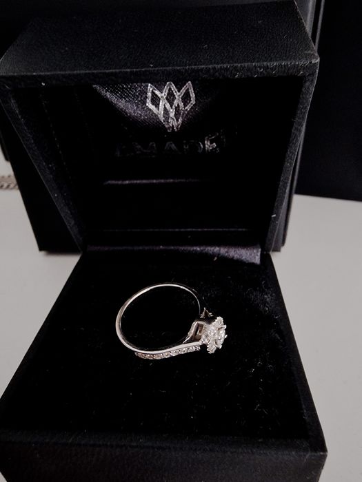 Anel Aliança Noivado 27 Diamantes/Ouro branco 19kt