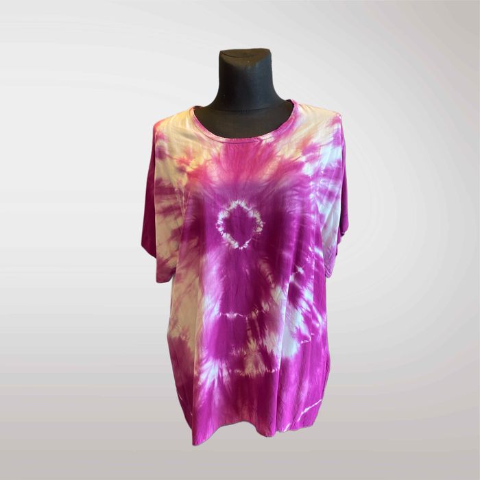 Bluzka Damska tie dye Oversize Fuksja