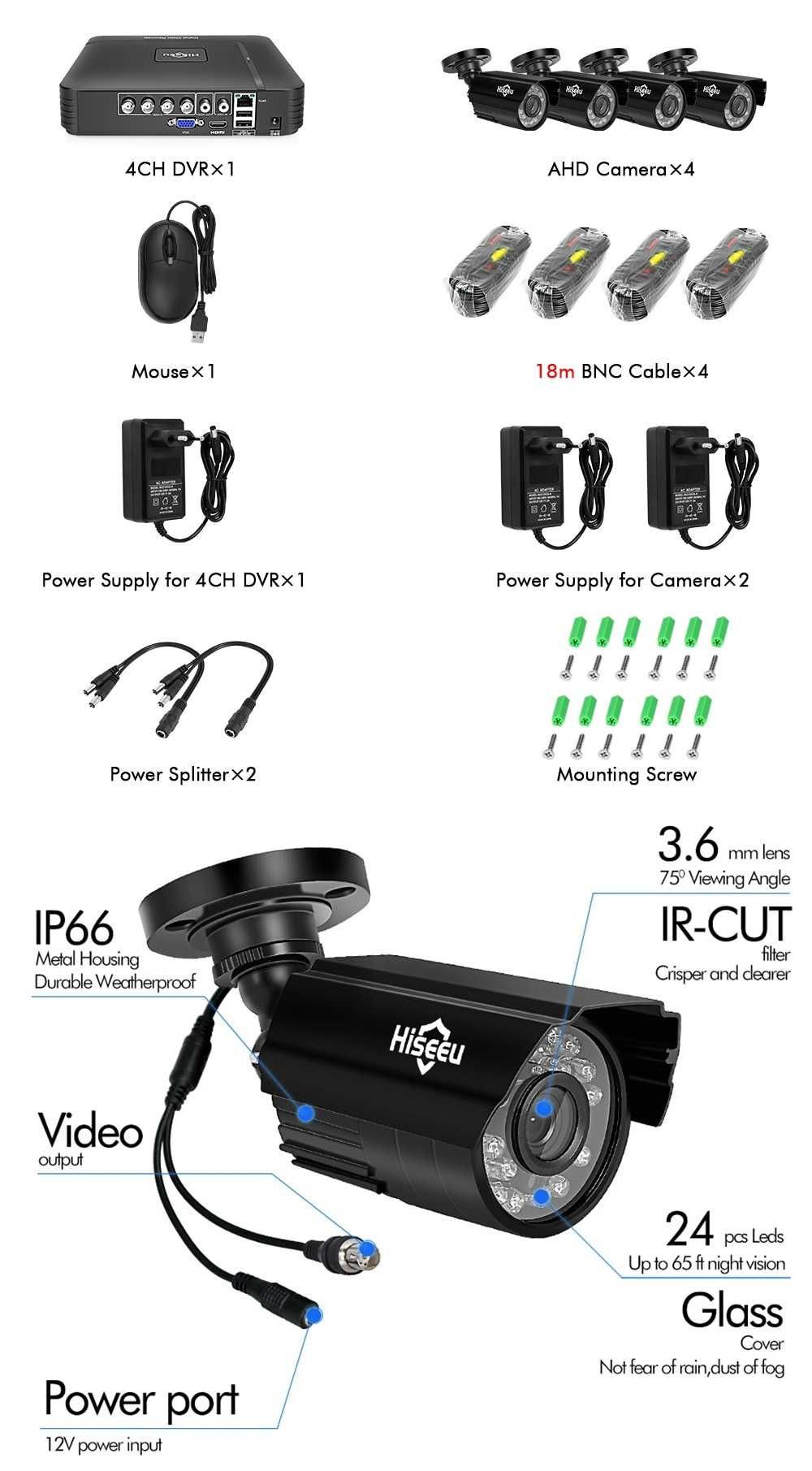 KIT Vídeo Vigilância * 4 Camaras FULL HD * IP67 * Visão Noturna * NOVO