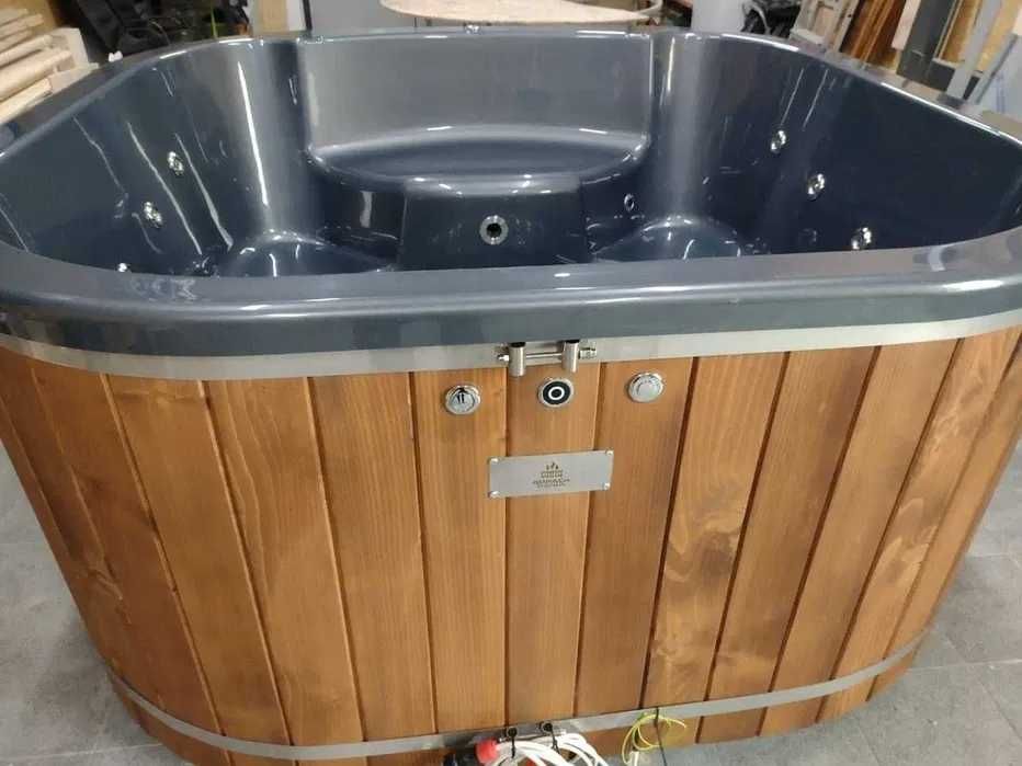 HOT Jacuzzi Bania Balia Ogrodowa KWADRATOWA GAZOWA ELEKTRYCZNA, drewno