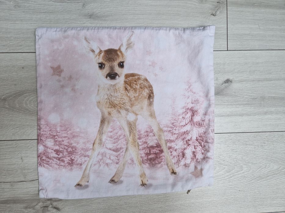 Różowa poszewka H&M  Sarenka sarna 40 x 40