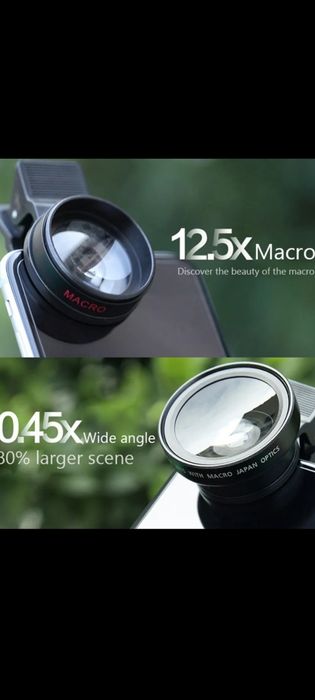 Линза для телефона 2 в 1 широкоугольная и макролинза объектив.
