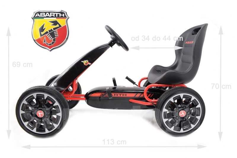 Gokart na pedały Biały Fiat ABARTH Gumowe Duże koła 3-8 lat