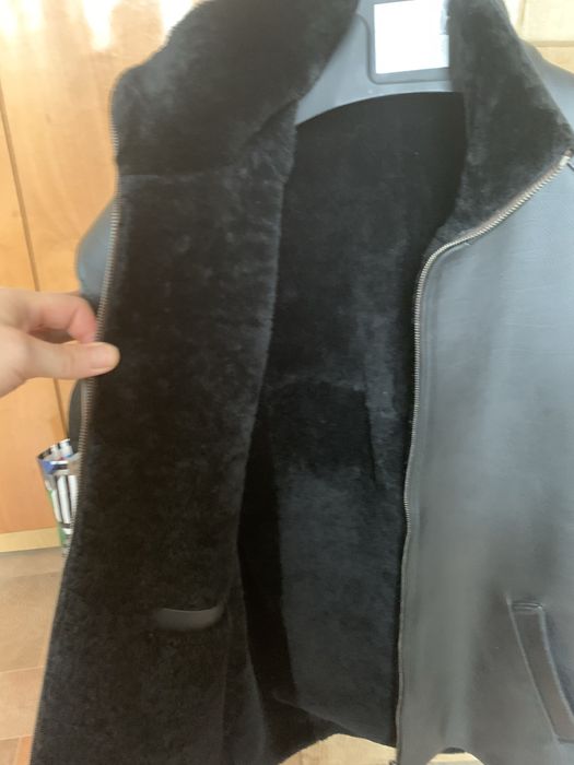 Класическая Мужская кожаная куртка на натуральном меху