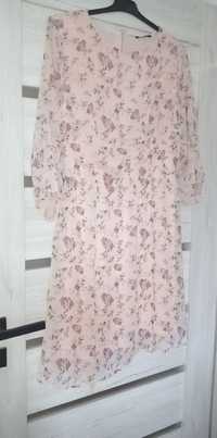 Sukienka kwiaty brzoskwiniowa r Xl 42