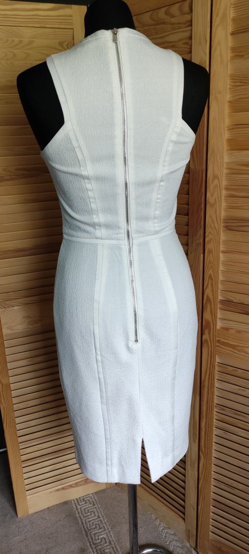 Biała kremowa sukienka H&M 34