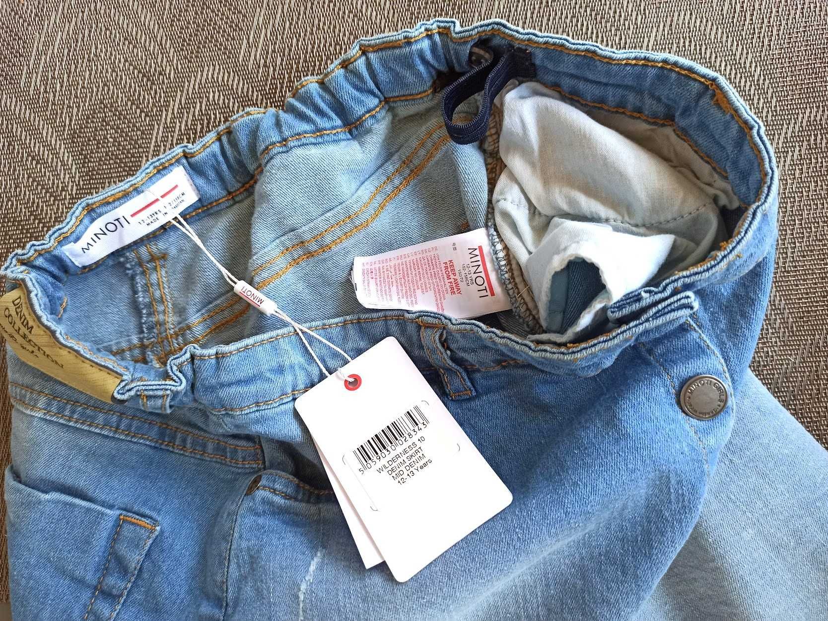 MINOTI NOWA! Spódnica denim jeans rozpinana 152/158