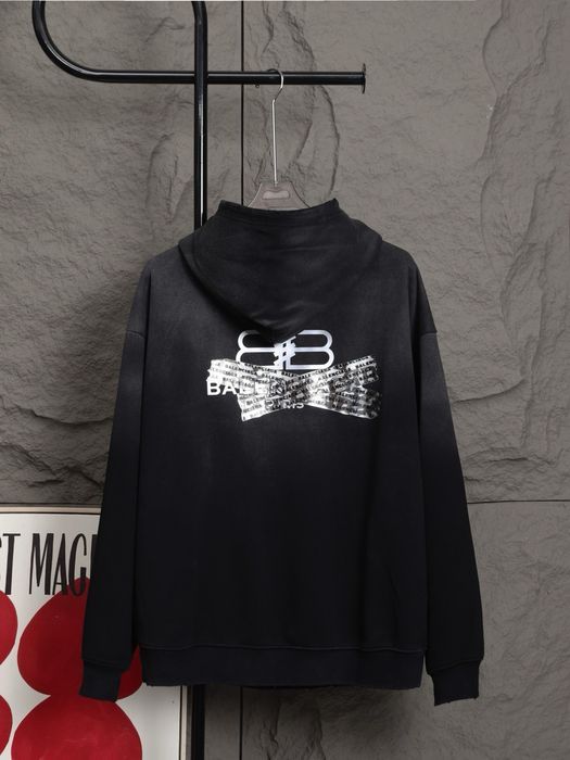 Худи BALENCIAGA мужское унисекс черное оверсайз оригинал