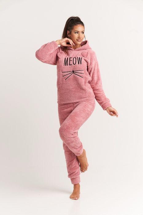 Теплые мех пижамы meow все рамеры кофта + штаны