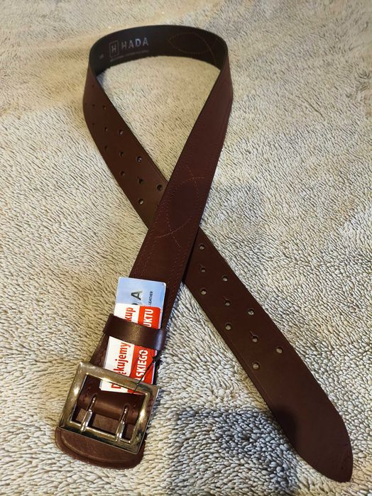 Pas Wojsko PL, Oficer, Jasny Brąz, Kasztan, Skóra Natur. OUTLET 135cm