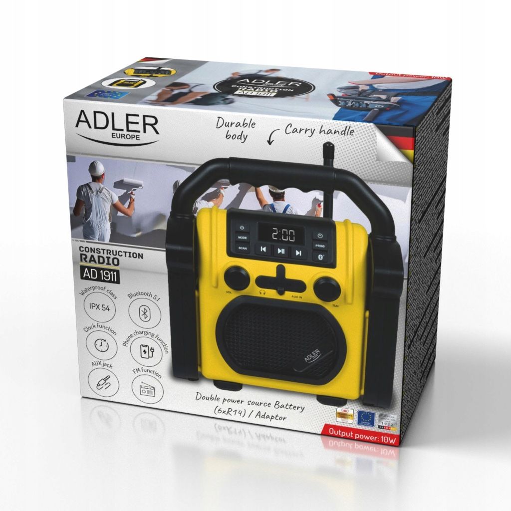 Radio Przenośne Budowlane Bluetooth FM AUX