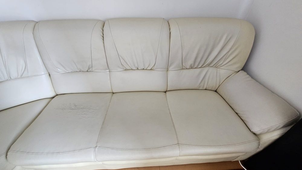 Sofa de canto em pele 6 lugares branco