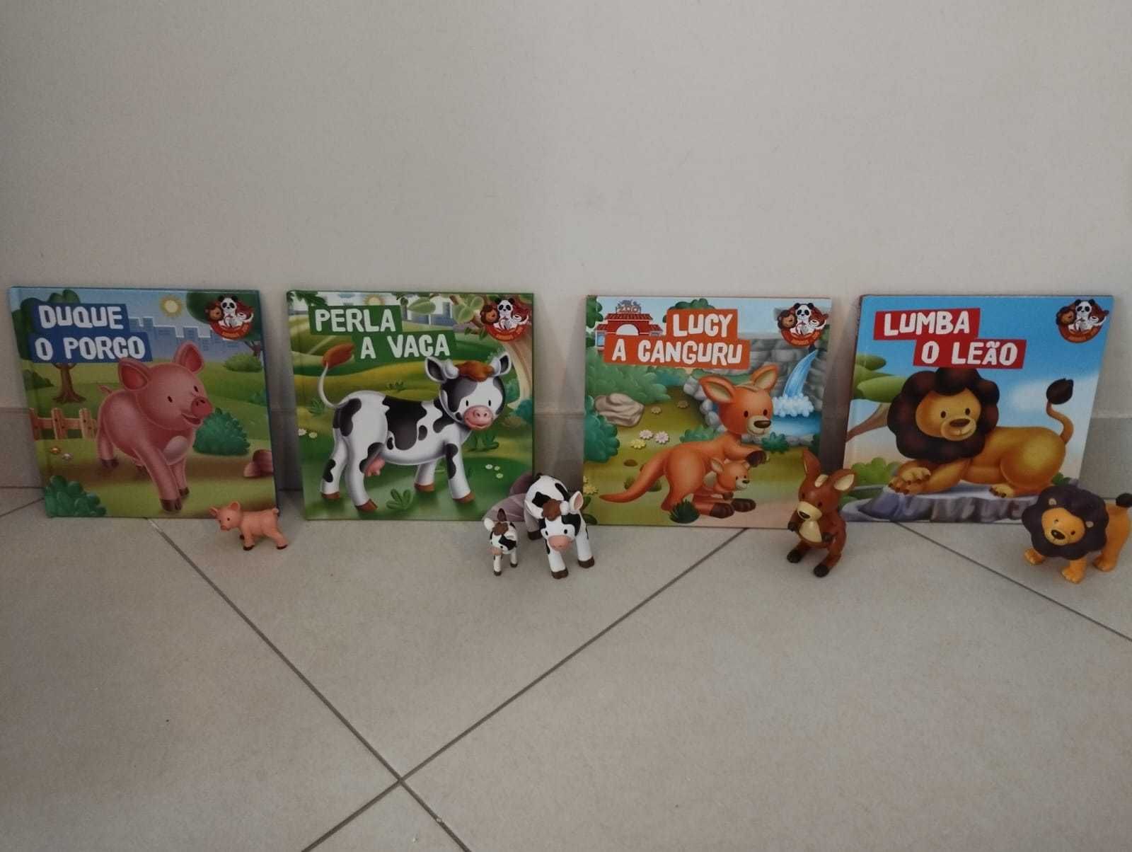 Livros sobre animais e os animais em brinquedo