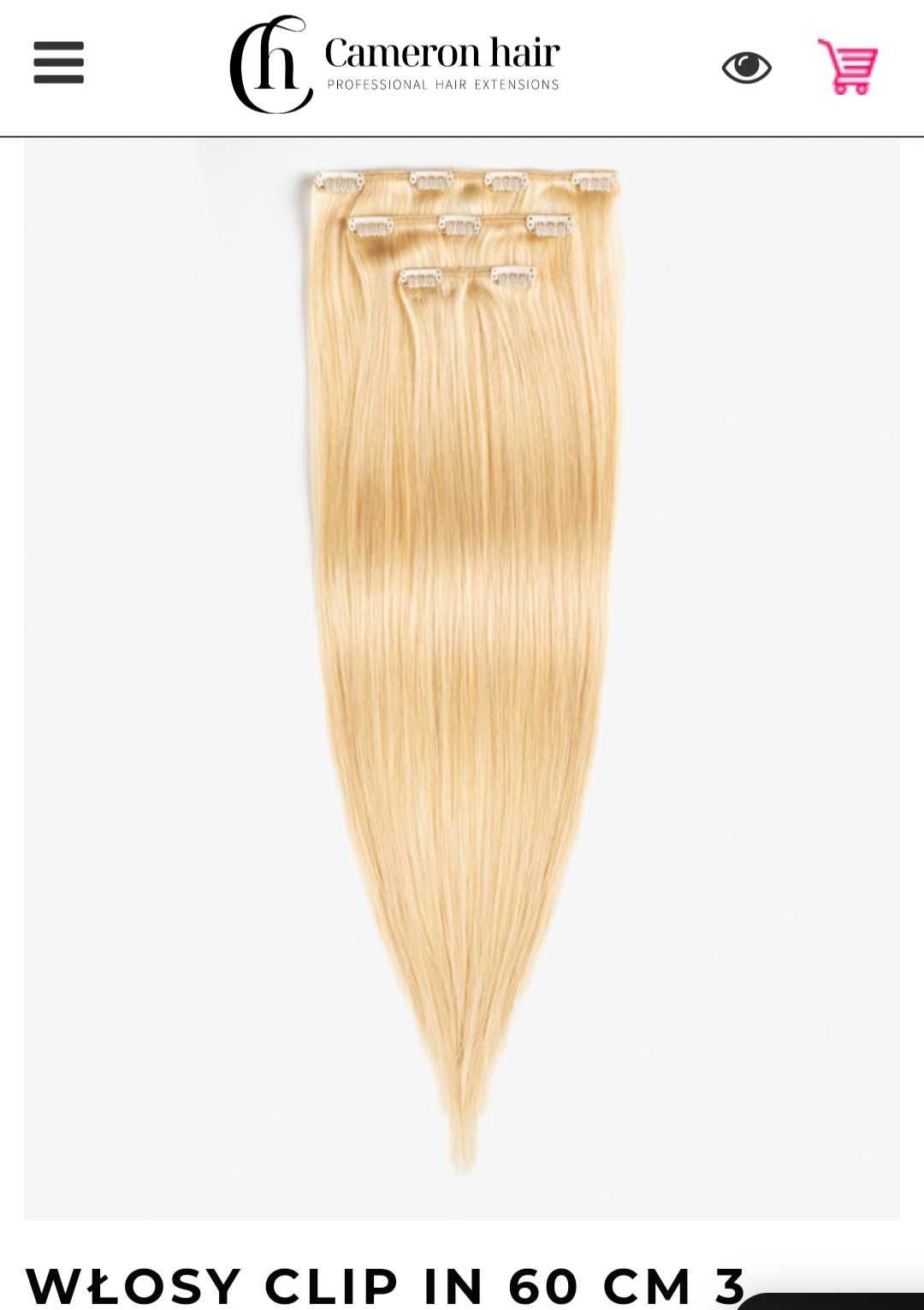Włosy naturalne clip in cameron hair 60cm , 3 taśmy, słoneczny blond