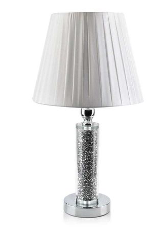 Lampa stołowa/nocna CHANTAL srebrno-biała 51cm glamour