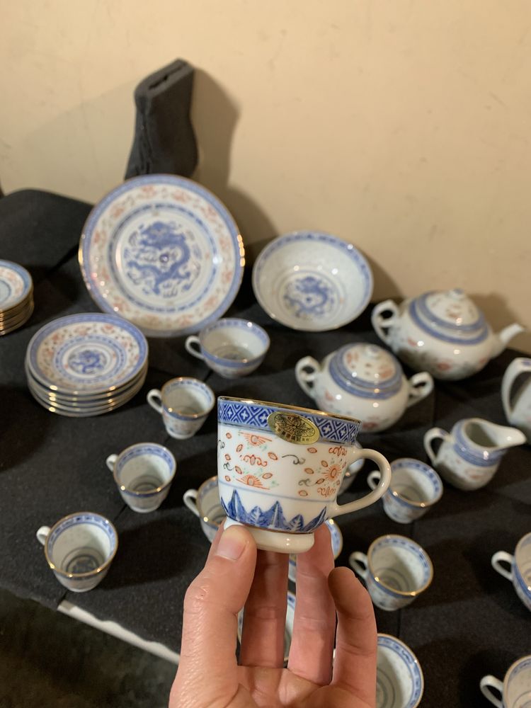 Serviço de Chá e Café Porcelana Louça Chinesa1960 c/Detalhes IMACULADO