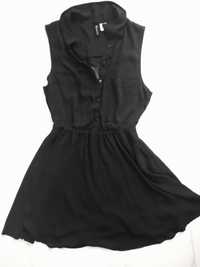 Zwiewna sukienka H&M r.36 czarna, guziki, podszewka