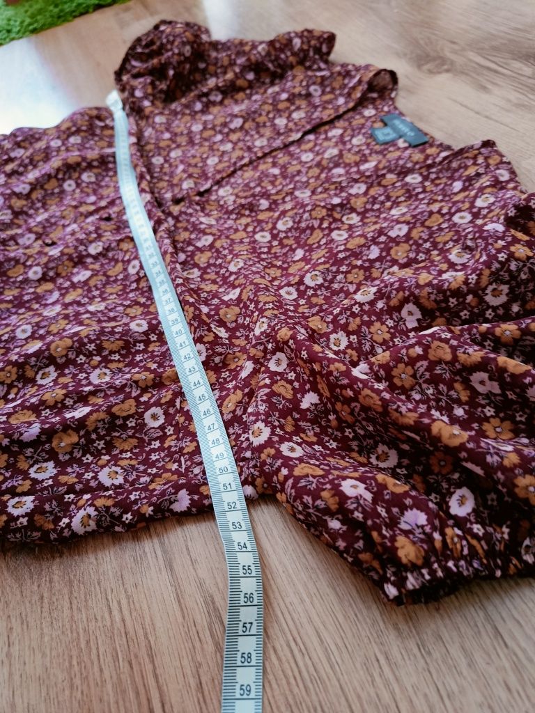Sukienka damska 42 XL kobieca Boho midi bordowa cienutka