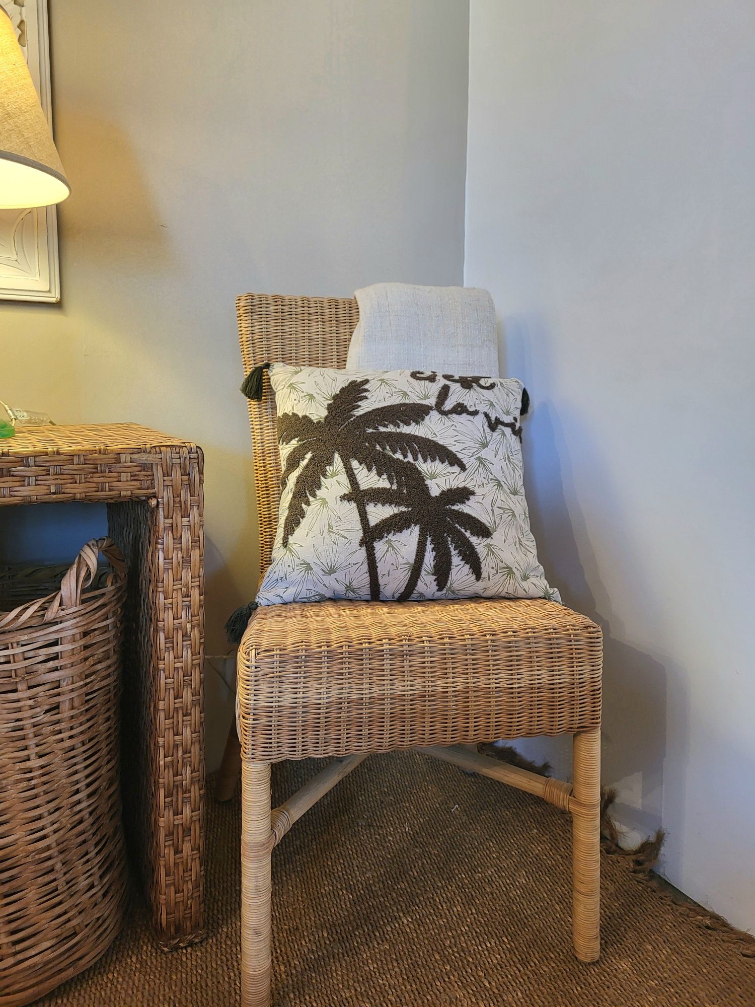 2 mesas, cabeceira, apoio, rattan, oriental, rustico