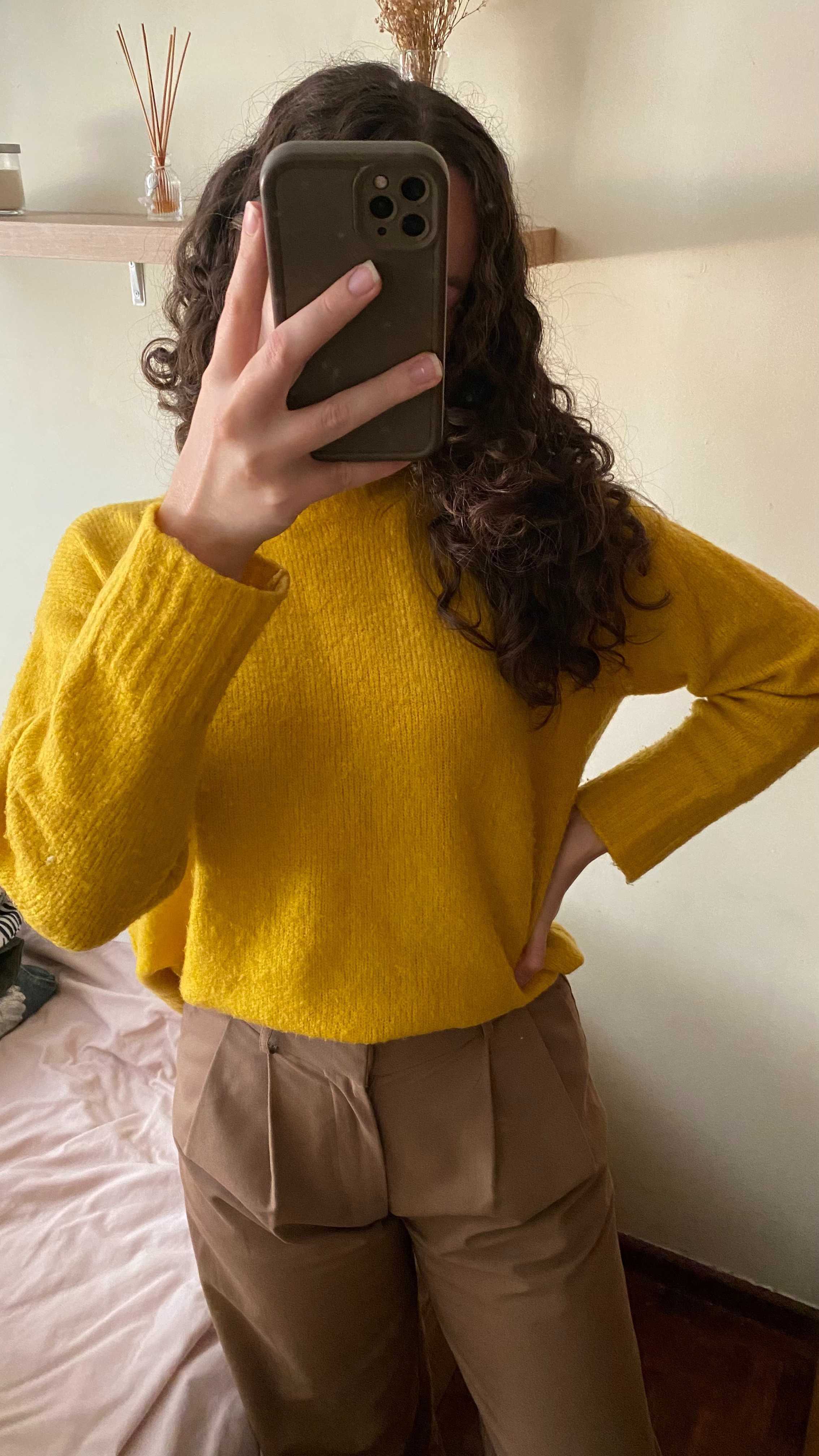 Camisola de malha Amarela Mostarda Zara Oversize