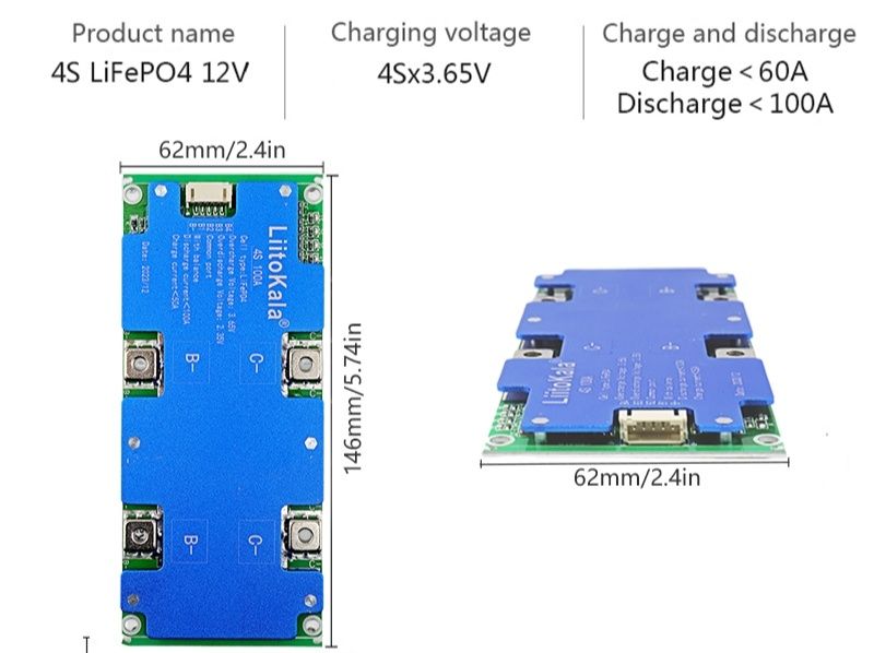 Плата BMS LiitoKala 4s 12v 100A