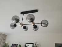 Lampa czarna ze złotymi elementami 6 zarowek