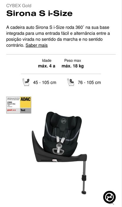 Cadeira Auto Sirona S i-size - 360 (giratória)