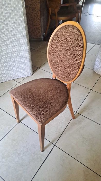 Okazja Krzesło tapicerowane lite drewno12 szt dobry stan+zapas tkaniny