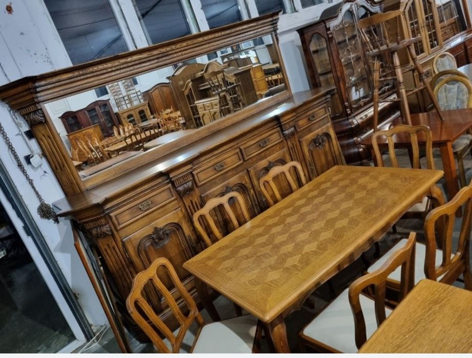 stół dębowy duży 6 krzeseł