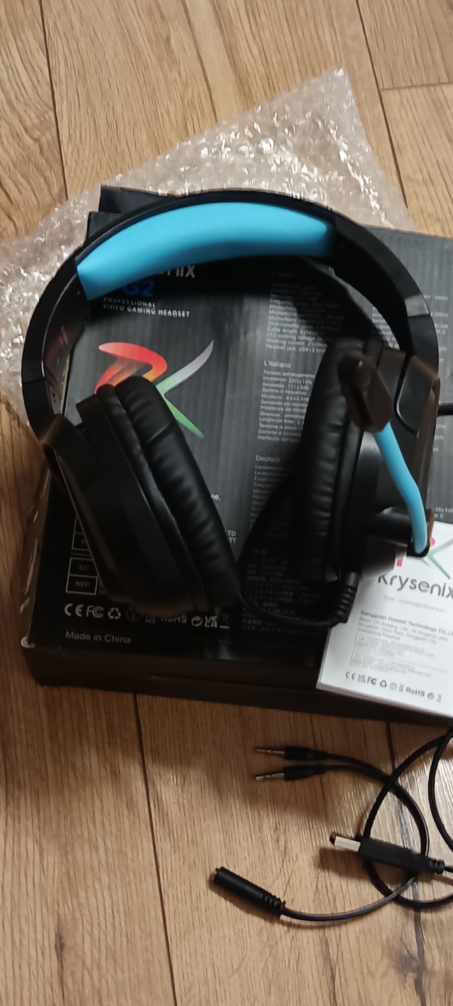 Słuchawki gemingowe Krysenix RGB z mikrofonem redukcją szumów