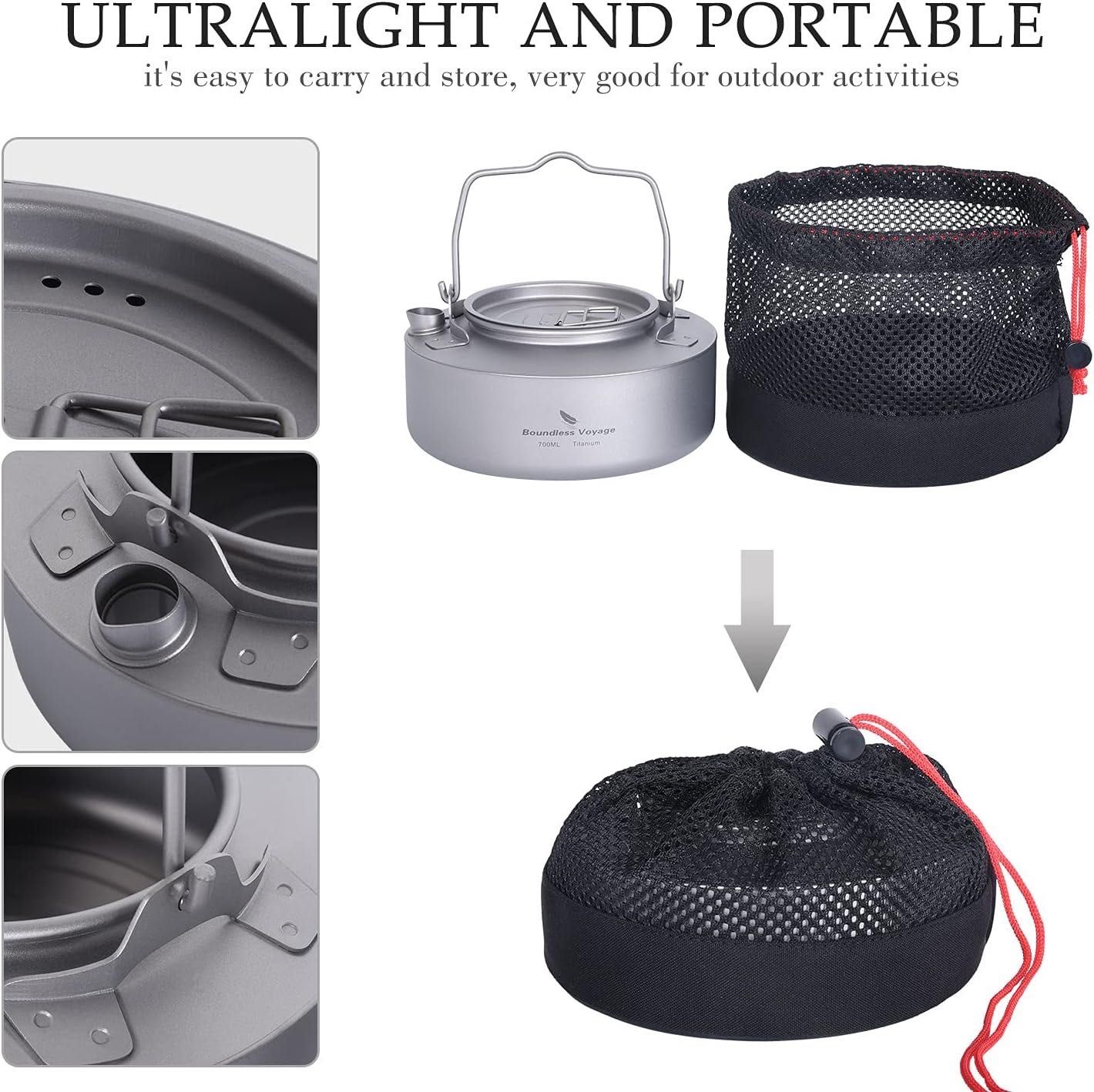 Tytanowy czajnik Boundless Voyage 700ml lekki sprzęt outdoorowy