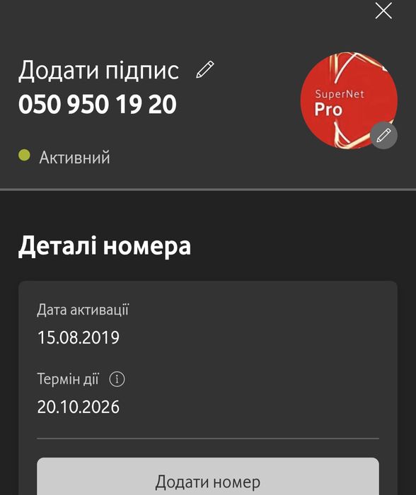 Стартовий пакет vodafone super net pro сім карта sim красивый номер