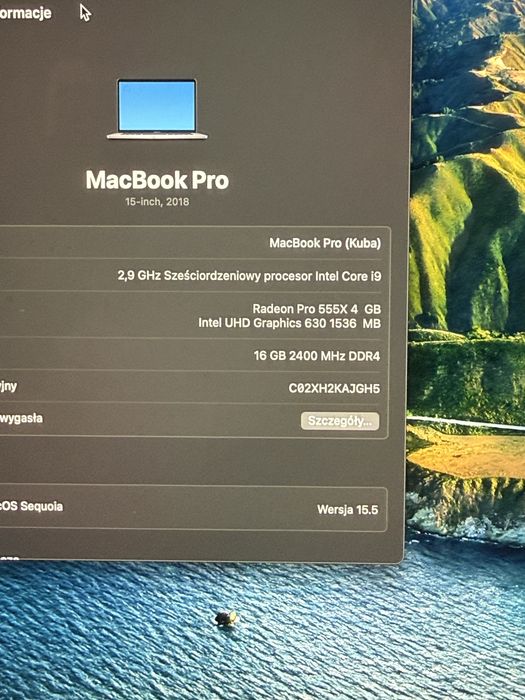 MacBook Pro 15” 2018 i9 Radeon 16GB 512GB bardzo dobry stan
