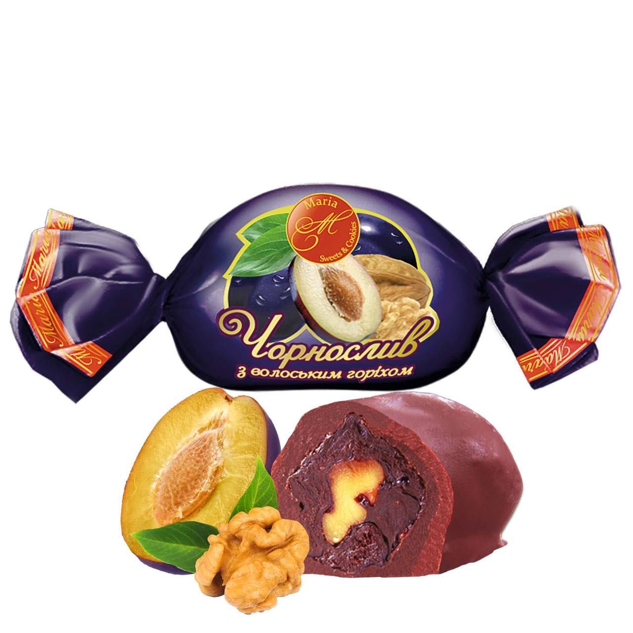 TM Maria шоколадні цукерки ЧОРНОСЛИВ з ВОЛОСЬКОГО ГОРІХОМ 2,5 кг(ящик)