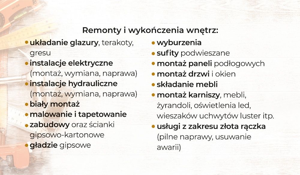 Usługi remontowo-wykończeniowe/ZŁOTA RĄCZKA