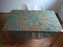 Obrus, serwetka ręcznie wykonana handmade rękodzieło duża turkusowy zi