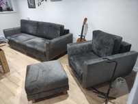 Sofa i fotel z podnóżkiem jak nowe