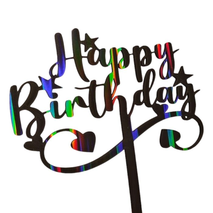 Topper na tort urodzinowy - holograficzna magia