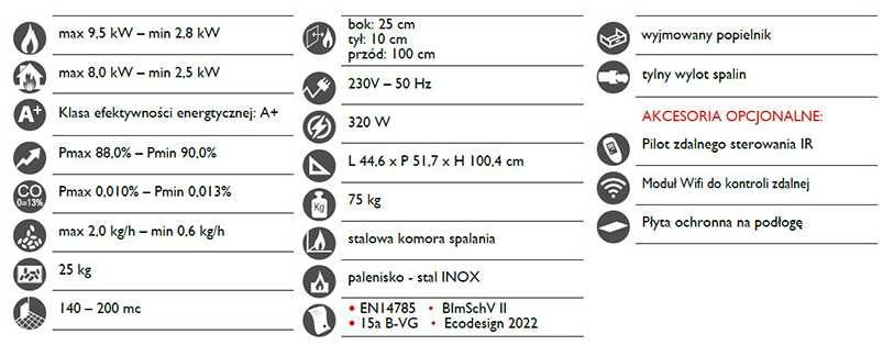 Piec na pellet EvaCalor Karina 9 kW biały tortora 25KG