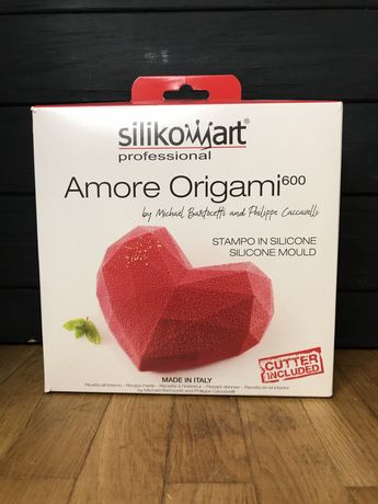 Silikomart AMORE ORIGAMI 600, силіконова форма з катером серце гранова