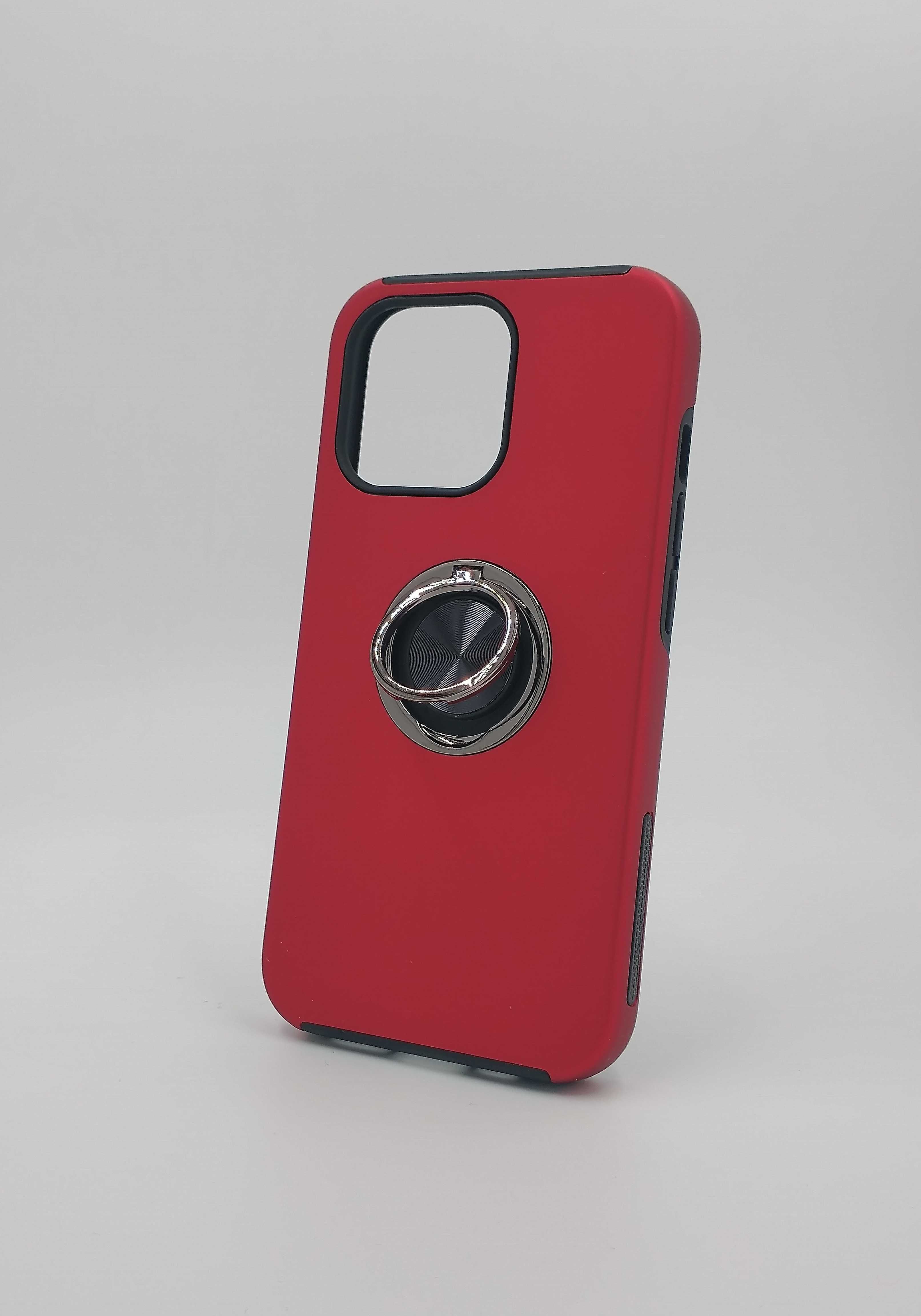 case plecki etui metal ring do Apple iPhone 13 Pro czerwony