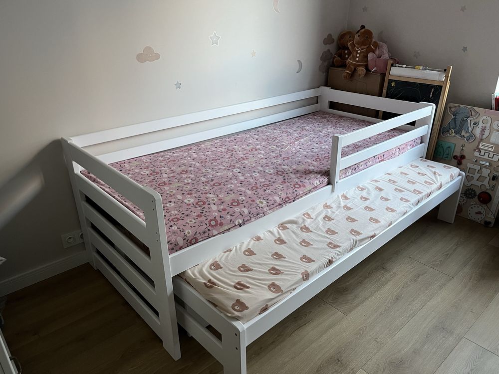 Biale łóżko podwojne wysuwane 90x200