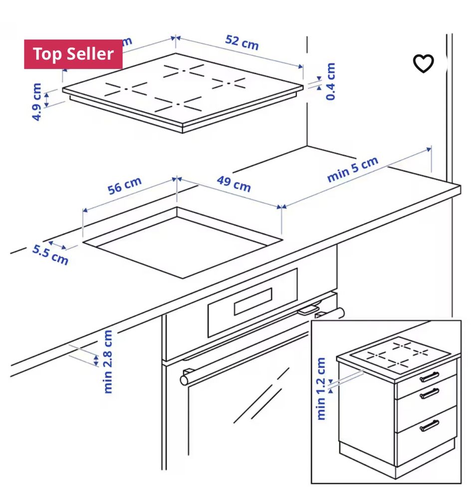 Nowa Płyta indykcyjna 59cm MATMÄSSIG  Ikea bez szkła