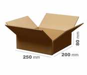 150 szt. Karton Pudło klapowe 250x200x80 szare 3W B 380g/m2 Gabaryt A