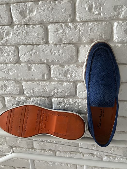 Santoni  замшевые лоферы р. 8,5