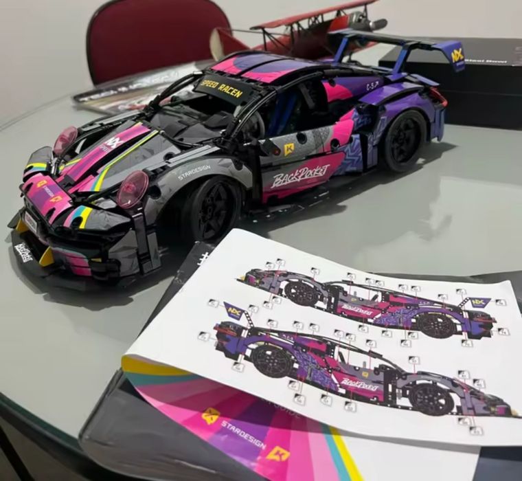 Lego 1в1 Porsche 911 RSR cyberpunk Technic 42096 размер 1:10  1611 шт