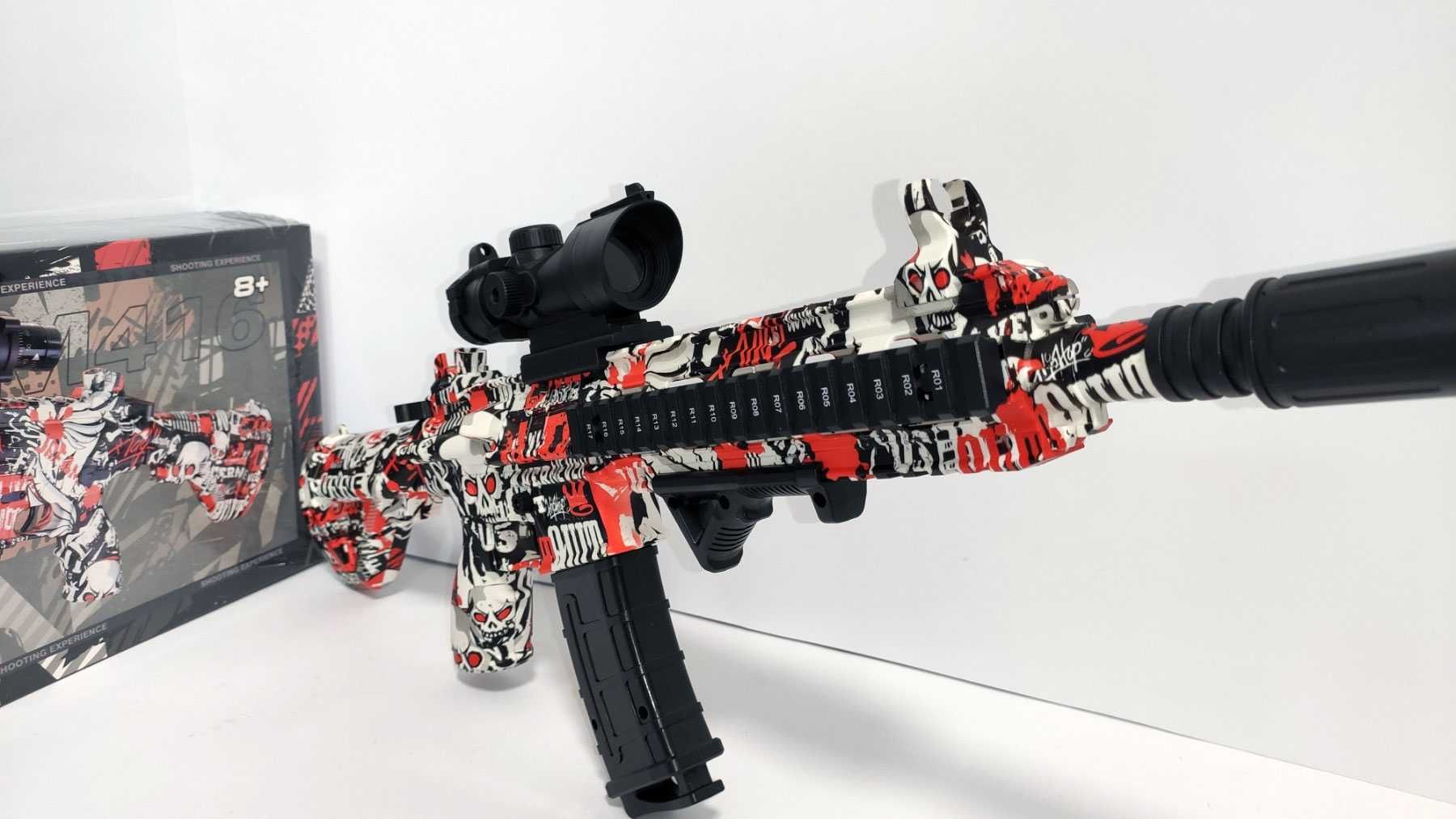 Уцінка! Автомат на орбізах M416 Graffiti Red 7.4V, орбізи 5000 шт