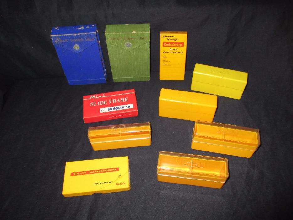 Caixas e album fotografia e slide Agfa Ferrania Kodak Minolta Vintage