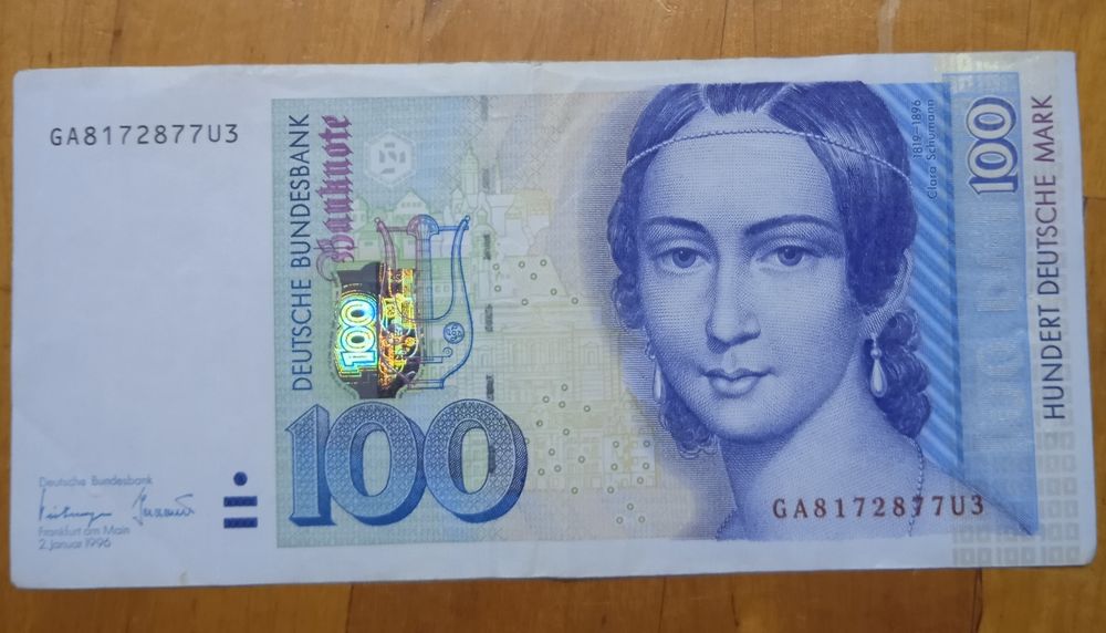 Antiga nota alemã 100 DEUTSCHE MARK,Bela
